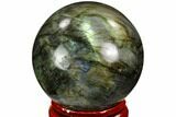Flashy, Polished Labradorite Sphere - Great Color Play #105784-1